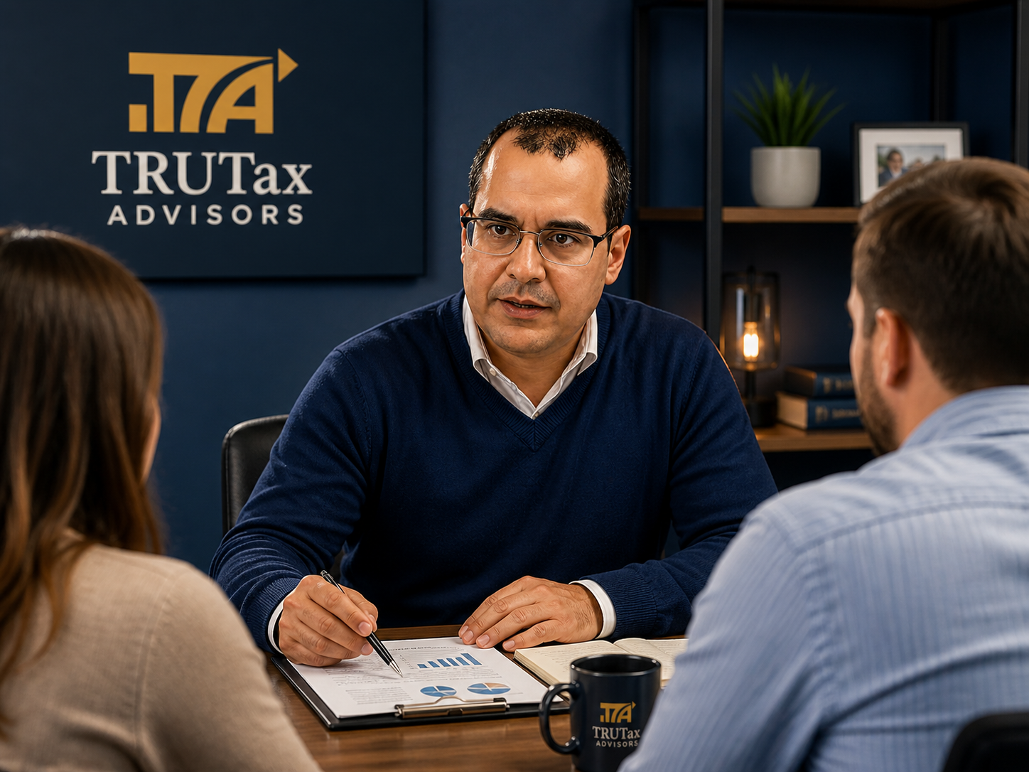 Advisor meeting with clients at TruTax Advisors